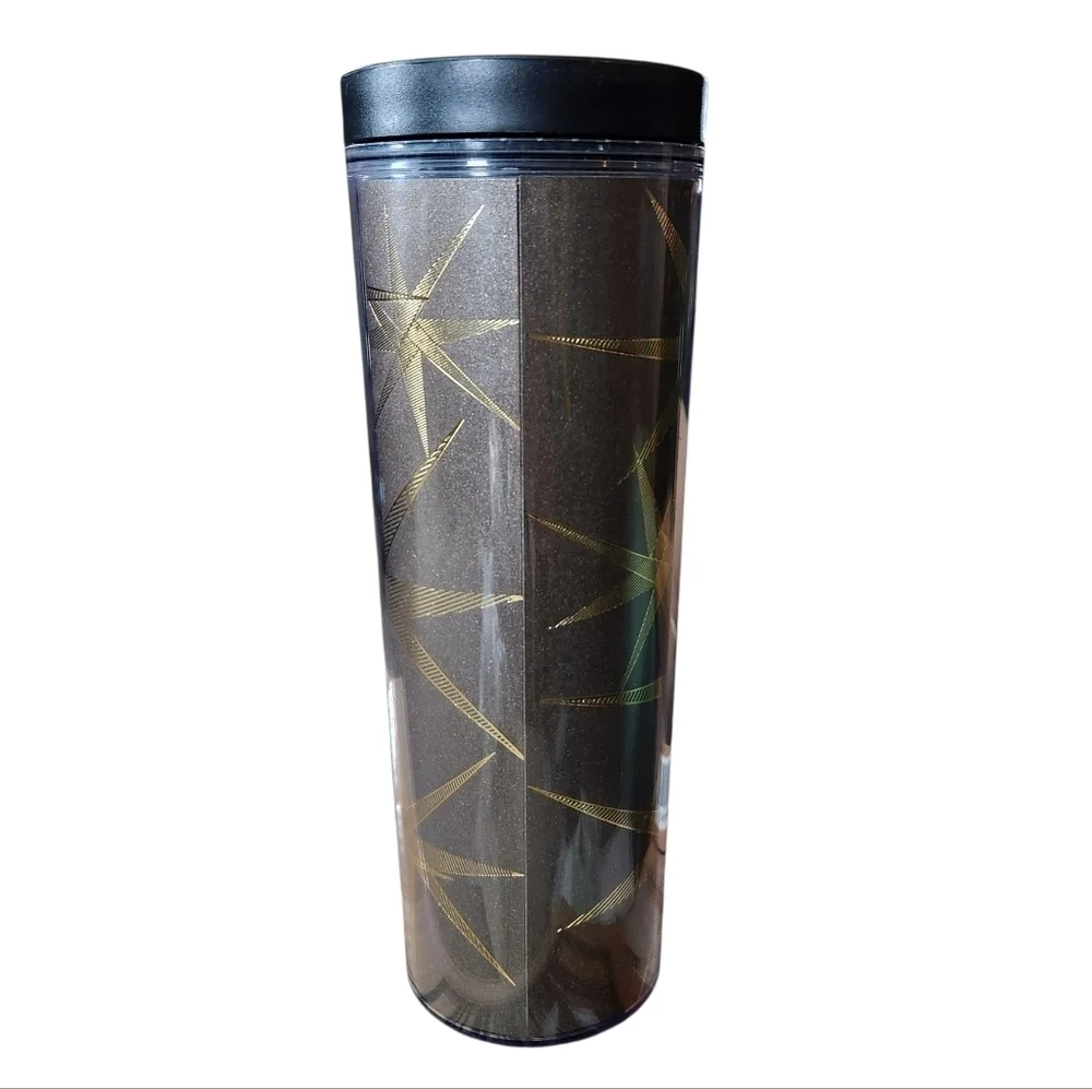 Starbucks 2013 Holiday Stars Gold Tone 16oz Travel Tumbler